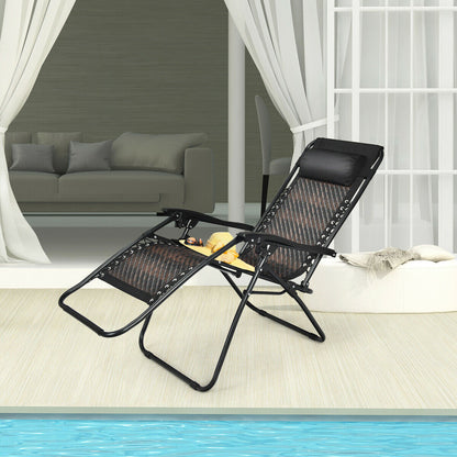 Zero Gravity Chair with Headrest- Rattan Zero Gravity Lounge Chair