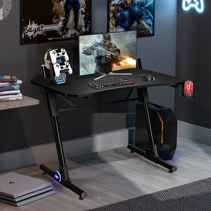 Gaming Desk With LED Light & Gaming Handle Rack - Computer Desk