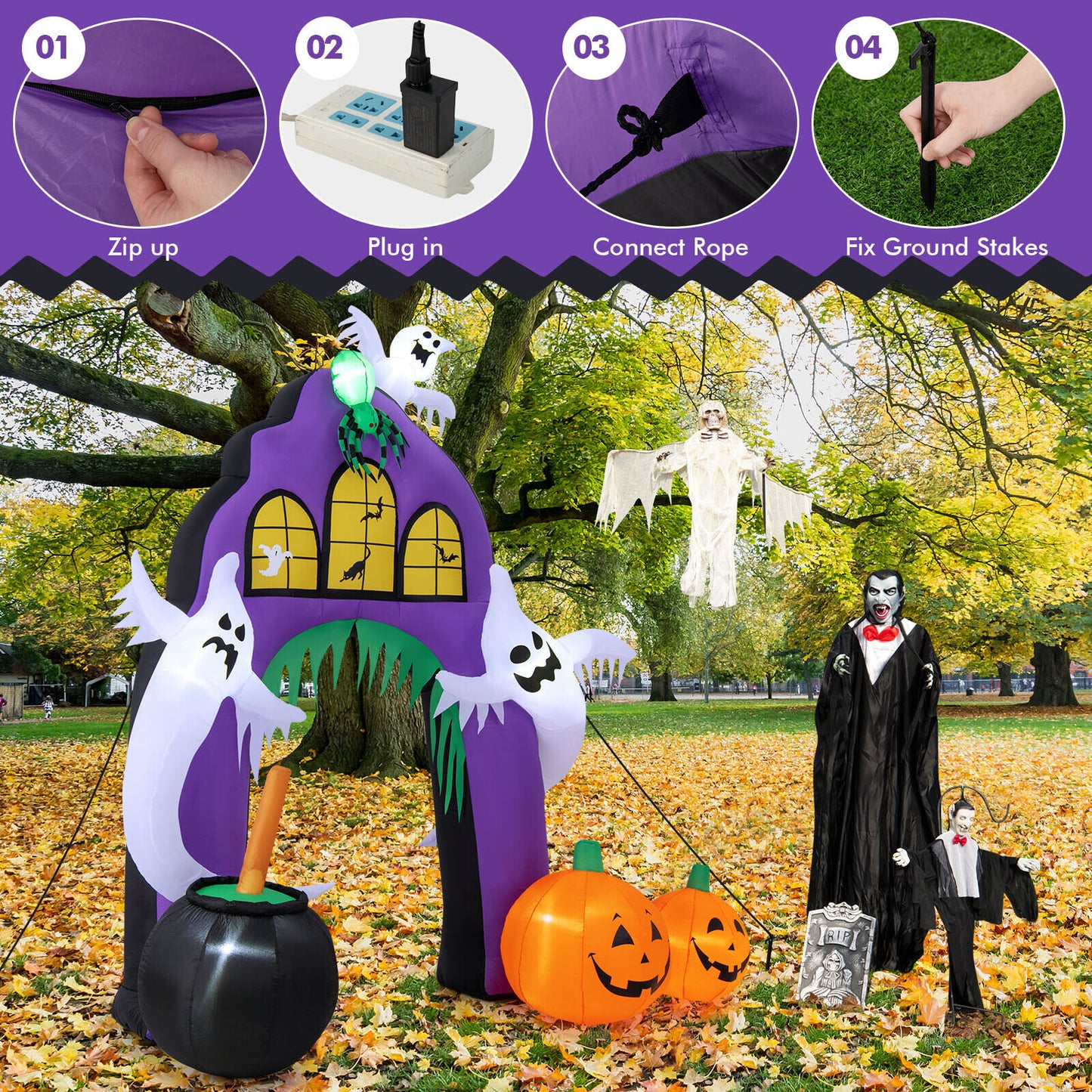 Halloween décor - 9 Ft Tall Halloween Inflatable Castle Archway Decor