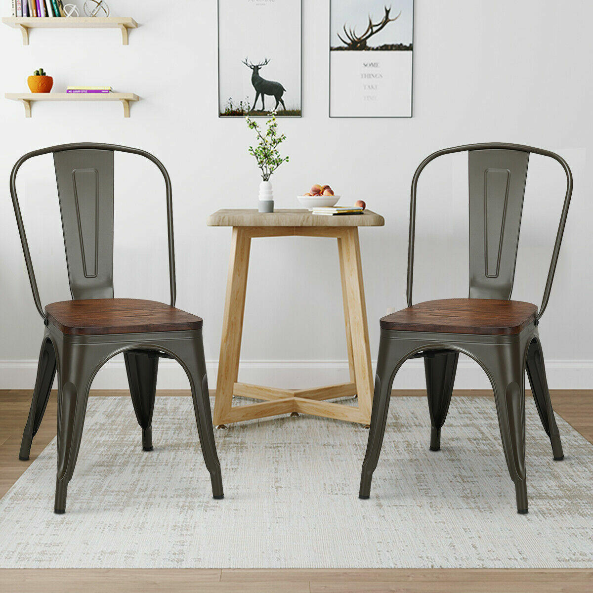 Metal Chair Set of 4 - Metal Dining Chairs With Rubber Feet