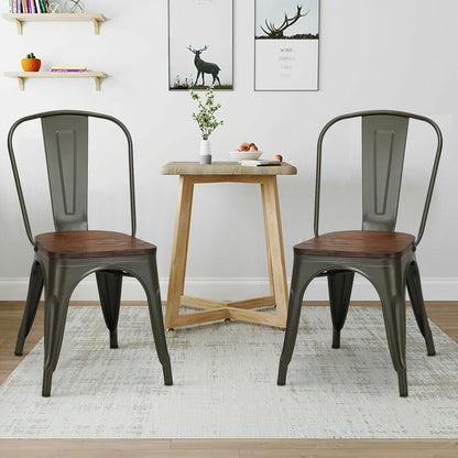 Metal Chair Set of 4 - Metal Dining Chairs With Rubber Feet