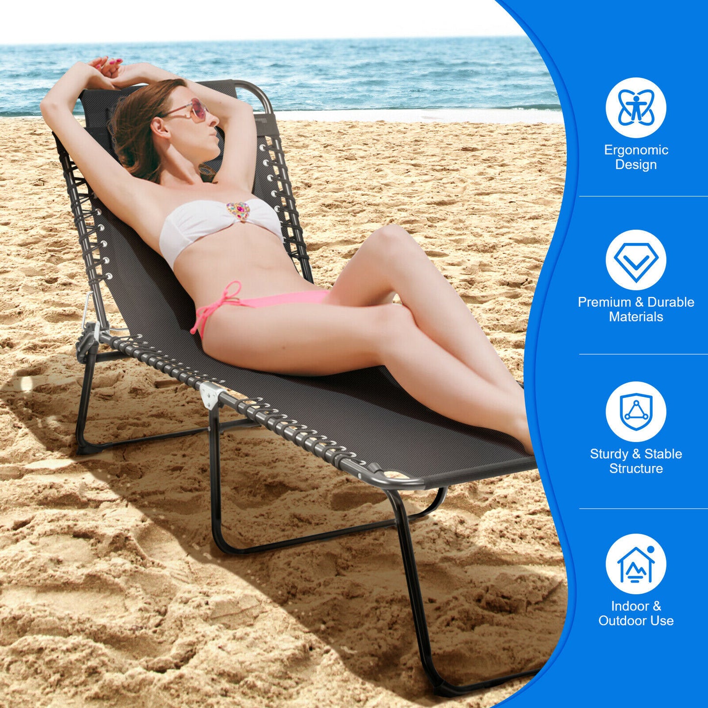 Lounge Chair With 4 Level Backrest Heightening Design