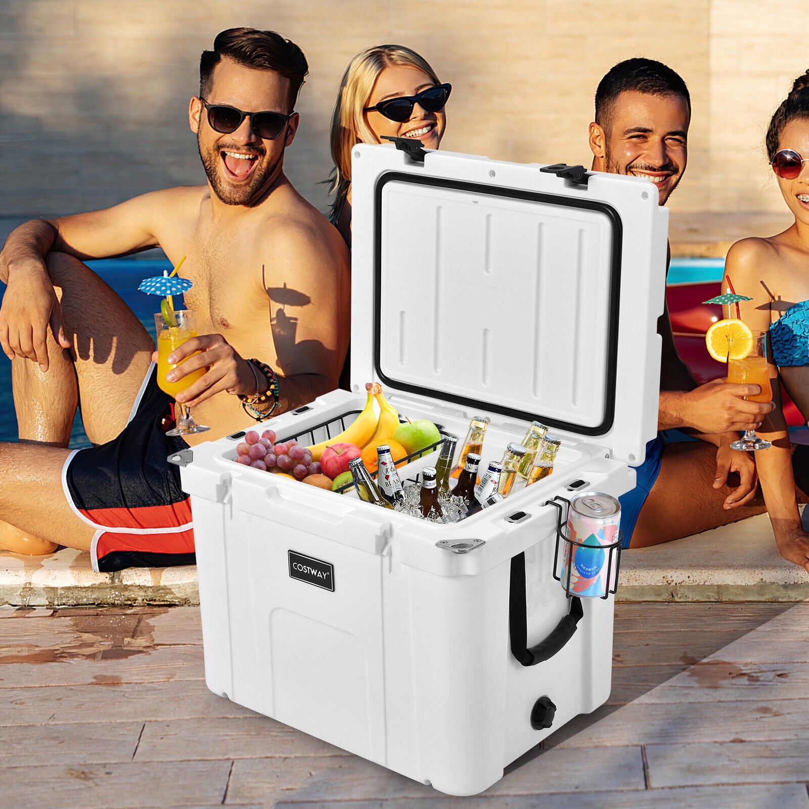 Ice Chest With Cutting Board and Basket - 55 Quart Ice Cooler