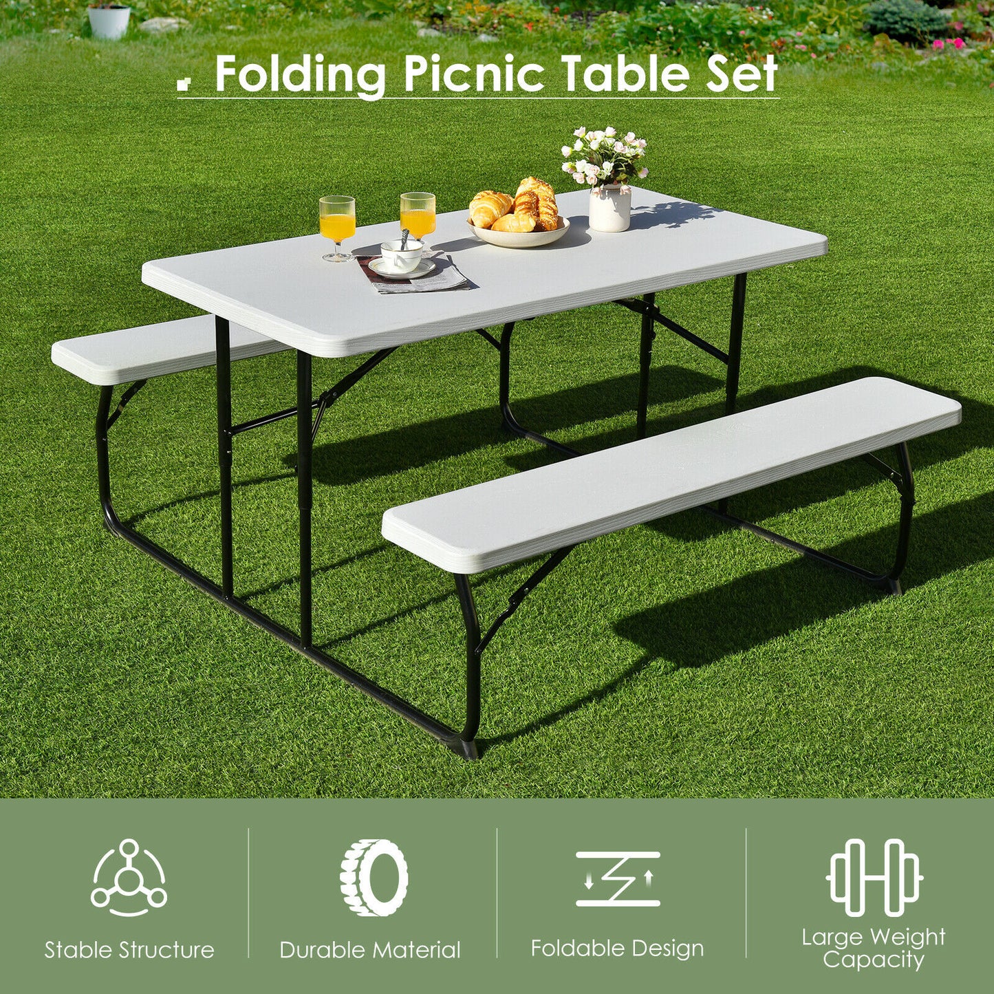 Portable Picnic Table - Indoor and Outdoor Picnic Bench
