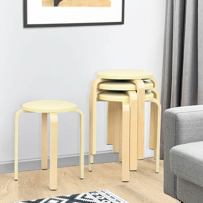 Stackable Stoll Set of 4 With Padded Seat 