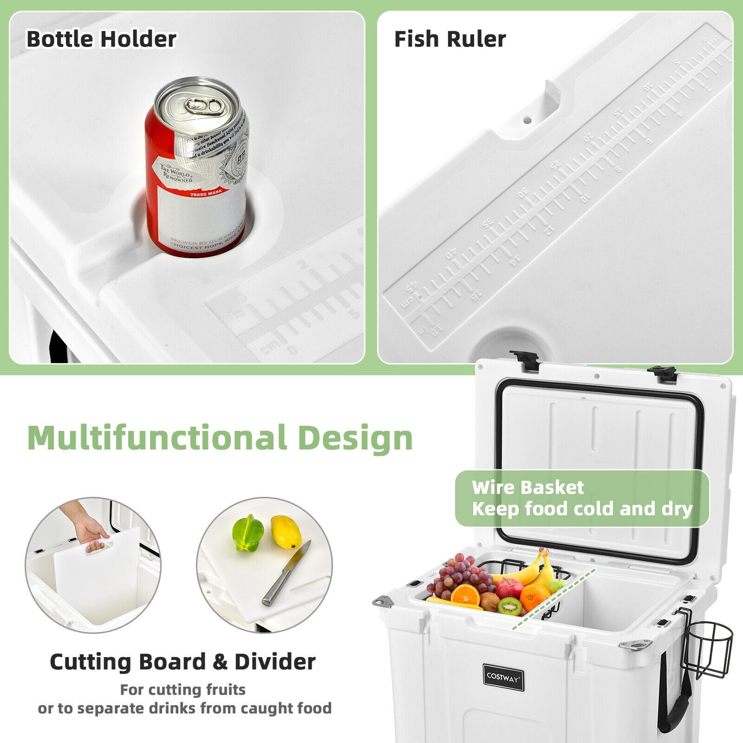 Ice Chest With Cutting Board and Basket - 55 Quart Ice Cooler