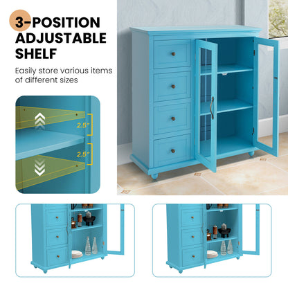 Buffet Sideboard- Kitchen Storage Cabinet With 4 Drawers