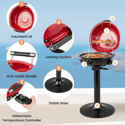 Electric Grill with Temperature Control and Grease Collector