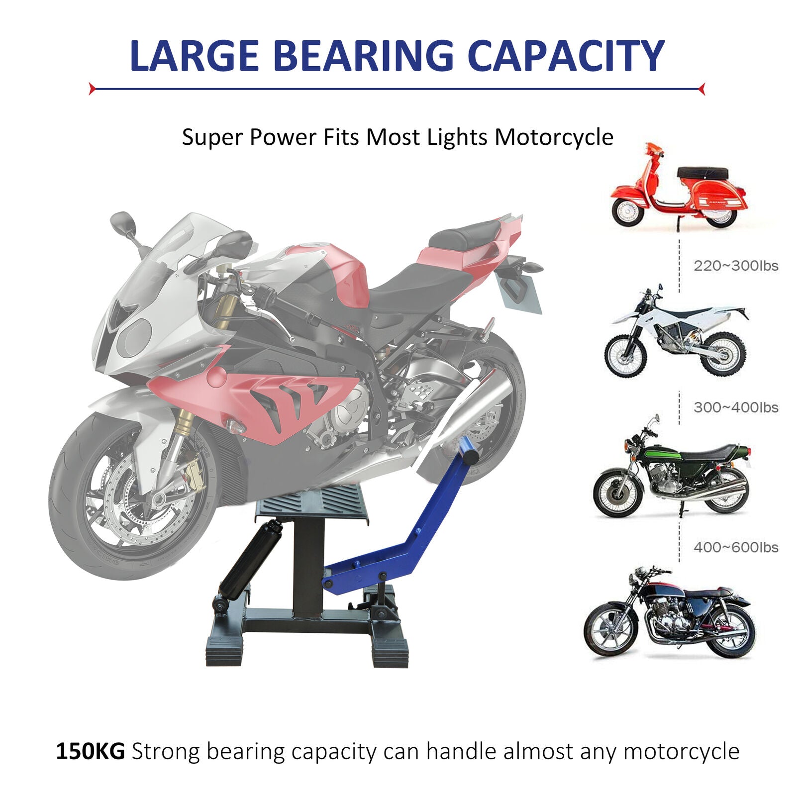 Steel Motorcycle Jack - Adjustable Motorcycle Stand
