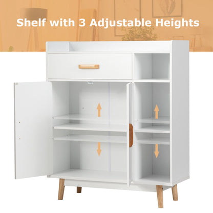 Storage Cabinet With Drawer And Shelves - Free Standing Accent Cabinet
