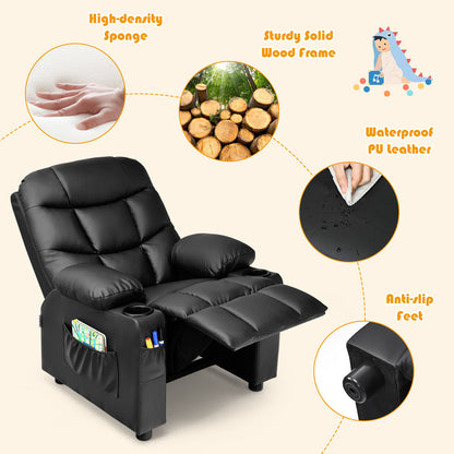 Recliner Chair - Kids Lounger Chair With Cup Holder and Side Pockets