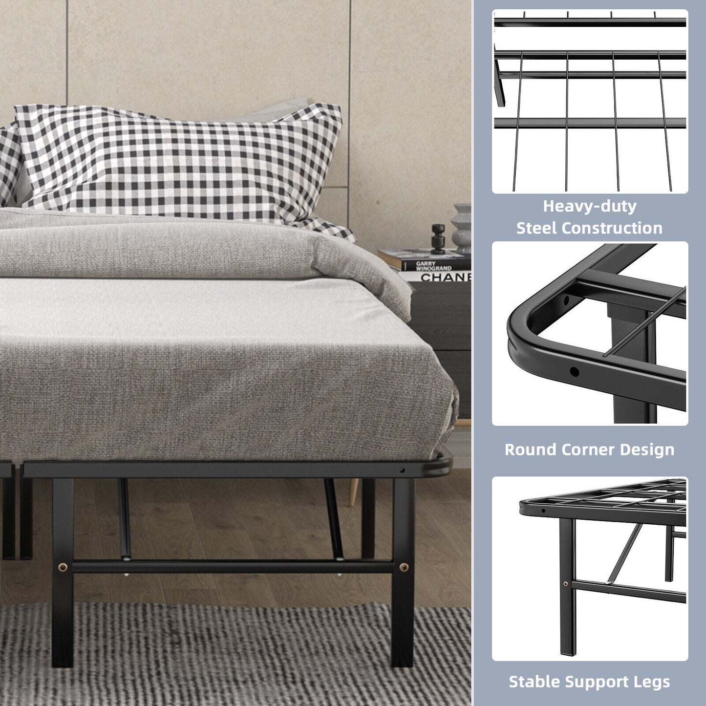 Bed Frame Full Size - Foldable Platform Bed