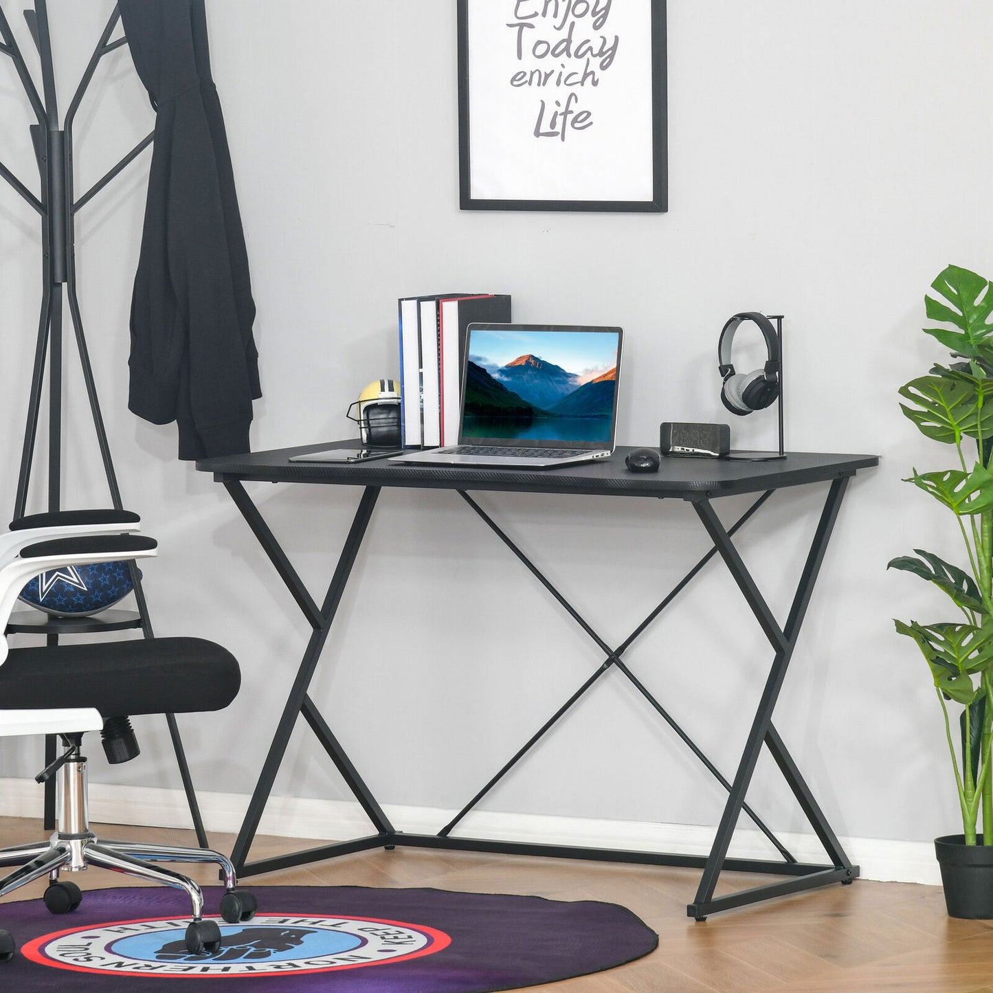 Office Desk With Foot Pads - Z Shaped Metal Frame Computer Desk