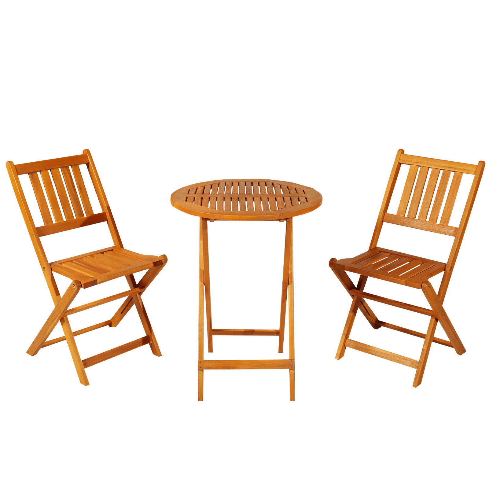 Bistro Set - 3 Piece Acacia Wood Bistro Table And Chairs