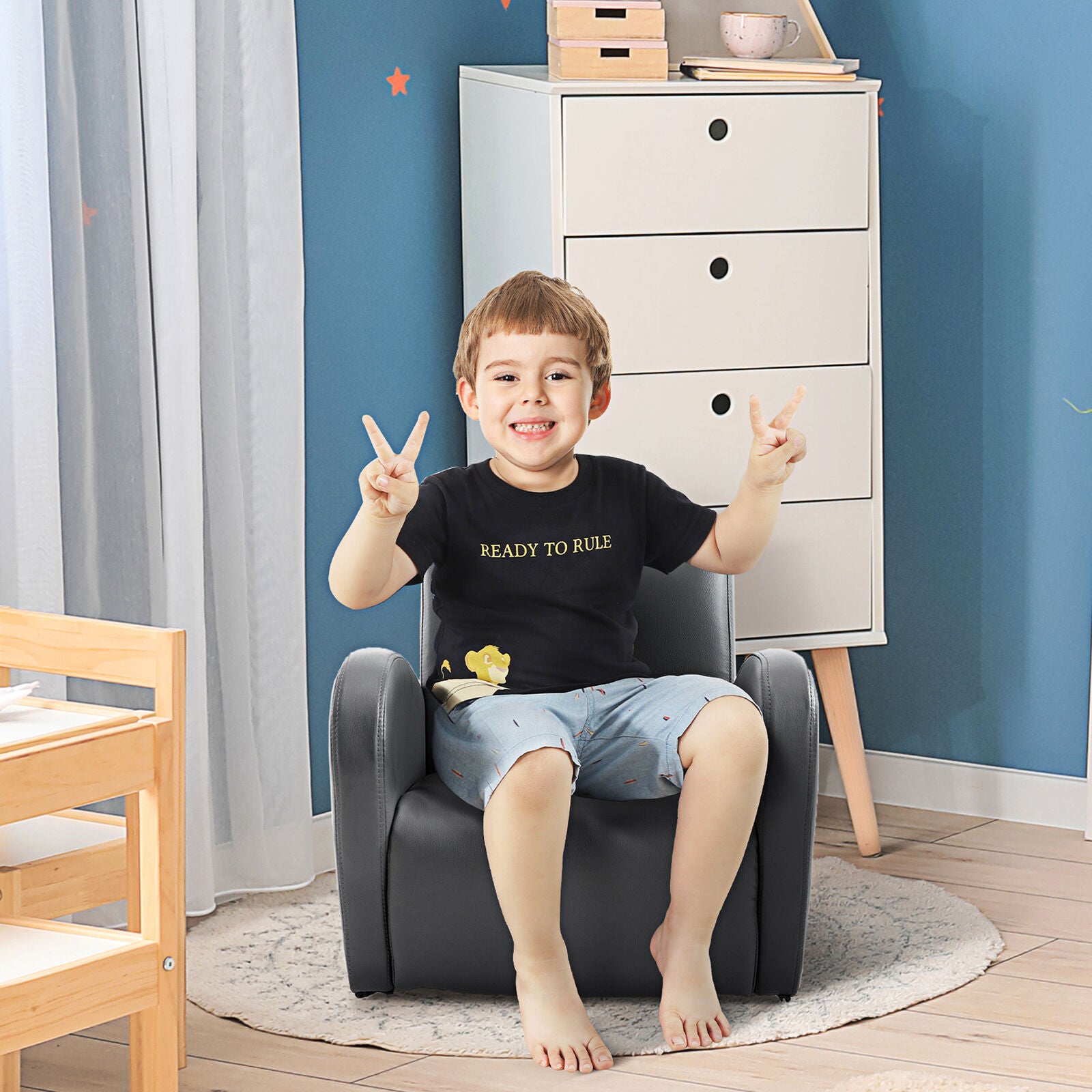 Kids Chair With Books and Remote Storage - Reclining Kids Couch