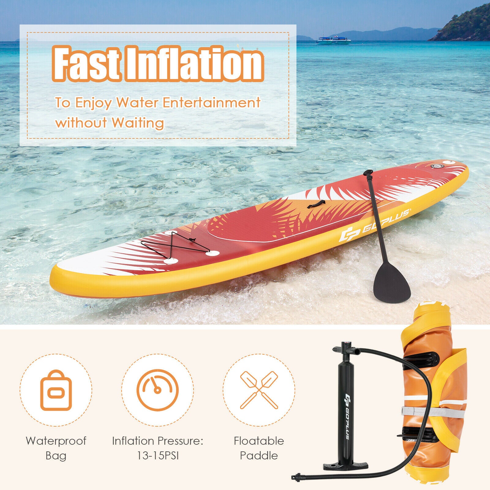 Inflatable Paddle Board with Aluminum Paddle Pump Stand Up Paddleboard