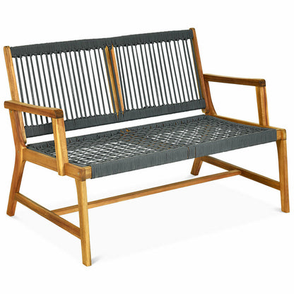 2 Person Outdoor Bench - Acacia Wood Patio Furniture 