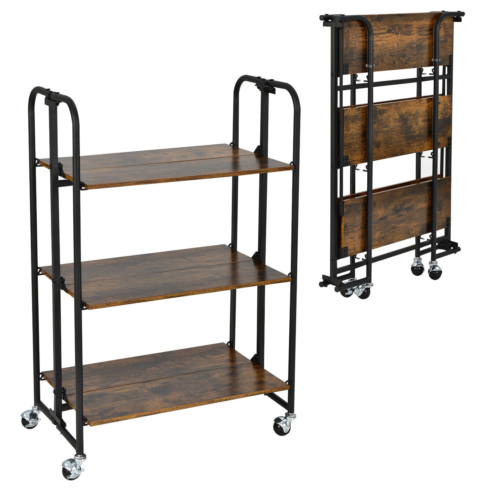 Kitchen Cart 3Tier - Foldable Kitchen Island Cart with Wheels