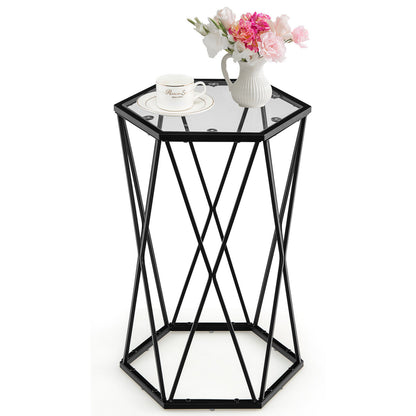 End Table with Six Supportive Legs - Side Table With Tempered Glass