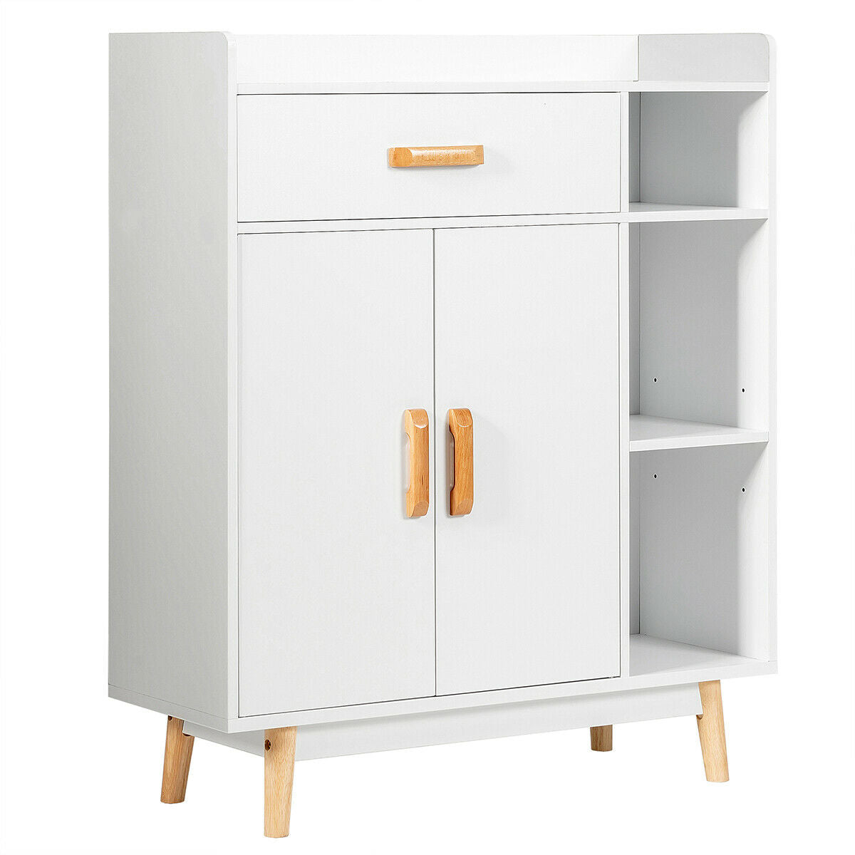 Storage Cabinet With Drawer And Shelves - Free Standing Accent Cabinet